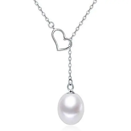 Boosca Freshwater White Pearl Pendant Necklace Fine Jewelry with 925 Sterling Silver Birthday Gifts for Women Wife Girlfriend Mom Boosca Freshwater White Pearl Pendant Necklace Fine Jewelry with 925 Sterling Silver Birthday Gifts for Women Wife Girlfriend Mom