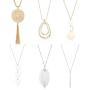Finrezio 6PCS Long Pendant Necklace Set Tassel Pendant Simple Bar Necklace Strands for Women