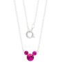 Disney Silver Plate Mickey Mouse Crystal Birthstone Necklace 18''