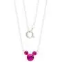 Disney Silver Plate Mickey Mouse Crystal Birthstone Necklace 18''