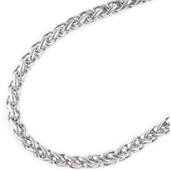 JFSG 316L Stainless Steel Wheat Link Chain Necklace for Men Or Women 3/4/5/6mm 16 to 36 Inches