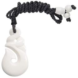 81stgeneration Womens Mens Hand Carved Bone Maori Taonga HEI Matau Fish Hook Pendant Necklace