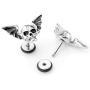 4PCS Skull Ghost Head Skeleton Claw Bat Earring Flat Back Screw On Cool Ear Lobe Studs Cartilage Helix Piercing Set Women Men 16G Post