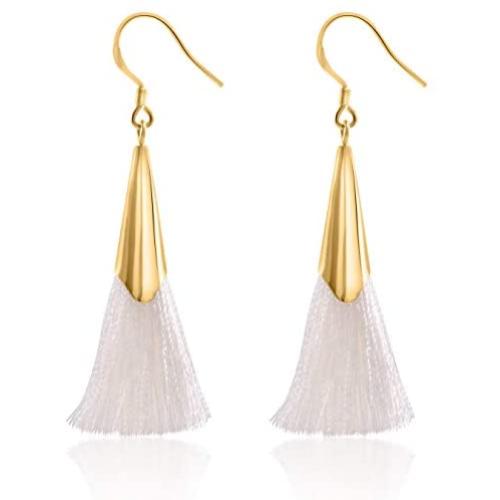 Colorful Tassel Earrings Thread Bohemian Tassel Dangle Drop 925 Sterling Silver French Hook Jewelry for Women Gifts