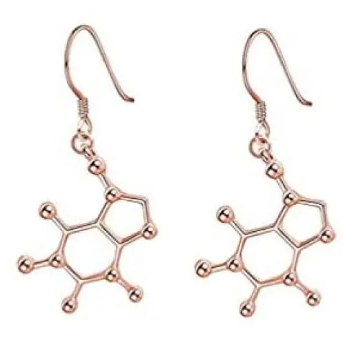 Caffeine Molecule Earrings, Happiness Neurotransmitter Earrings, Organic Chemistry Jewelry for Science Lovers and Science Major Caffeine Molecule Earrings, Happiness Neurotransmitter Earrings, Organic Chemistry Jewelry for Science Lovers and Science Major