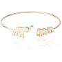 MANZHEN Mom and Baby Elephant Cuff Bangle Animal Family Charm Bracelet