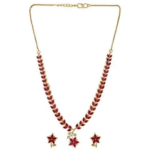 Efulgenz Bridal Crystal Cubic Zirconia Floral Gold Plated Necklace Earrings Jewelry Set for Women Girls Bride Bridesmaids