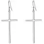 EVER FAITH 925 Sterling Silver Cross Earrings Long Dangle Hook Earring Simple Minimalist Jewelry for Women, Girls