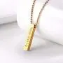 U7 Same Day Shipping Personalized Message Text Engrave Name Pendant Men Women Stainless Steel/18K Gold/Black Gun Plated His & Her Heart Bar/Disc Layering/Triple Vertical/4 Sided Cuboid Bar Necklace