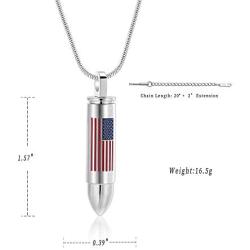 zeqingjw Stainless Steel Bullet Pendant Urn Ashes Necklace Cremation Jewelry Keepsake Memorial Pendant