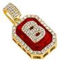HH Bling Empire Hip Hop Iced Out Gold Ruby Letter Pendant Chains for Men Women with Diamond Tennis in Initials A to Z