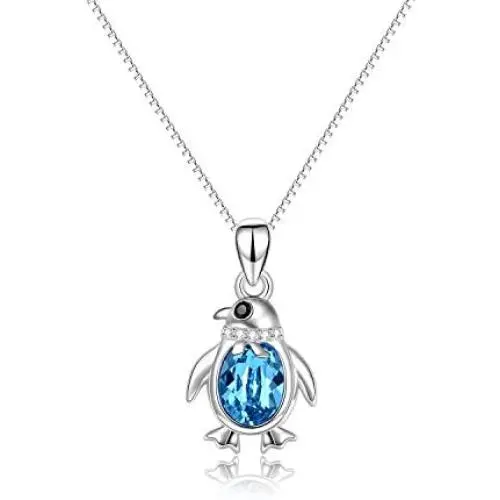 Penguin Gift- Cute Penguin Necklace for Women Sterling Silver- Christmas Birthday Jewelry Gift for Girlfriend & Daughter