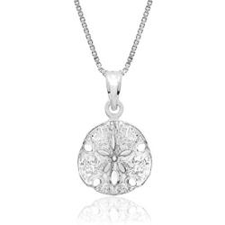 Honolulu Jewelry Company Sterling Silver Sand Dollar Necklace Pendant with 18'' Box Chain