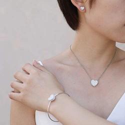MILATU Silver Jewelry Set for Women Halo Pendant Necklace Stud Earrings Bracelet with Cubic Zirconia Girls Gift