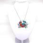 Charm Colorful Enamel Sea Animal Necklace Silver Tone Cute Enamel Choker Sea Crab Fashionable Necklaces for Women Girls Unique Jewelry Gift and Souvenir