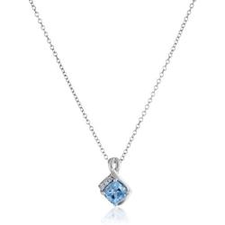 Jewelili Sterling Silver 6MM and 5MM Cushion Swiss Blue Topaz and Round Created White Sapphire Pendant Necklace, Earrings and Ring Jewelry Set