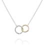 ''Moon and Sun'' Open Circle Full Moon Orbit Pendant on a 925 Sterling Silver Chain Layered Necklace Double Circle Open Circle Generations Interlocking Infinity Hammered Pendant Dainty 14K Goldfilled Minimalist Simple for Mother Daughter Sister Granddaugh