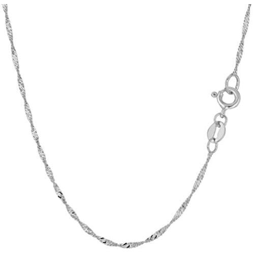 10K Yellow or White Gold 1.5mm Shiny Diamond-Cut Classic Singapore Chain Necklace for Pendants and Charms with Spring-Ring Clasp Womens Jewelry (7'' 9'' 10'' 16'' 18'' 20'' or 24'' inch)