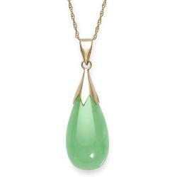 Natural Jade Necklace Pendant in 10K Gold