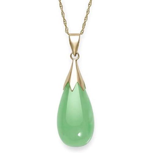 Natural Jade Necklace Pendant in 10K Gold