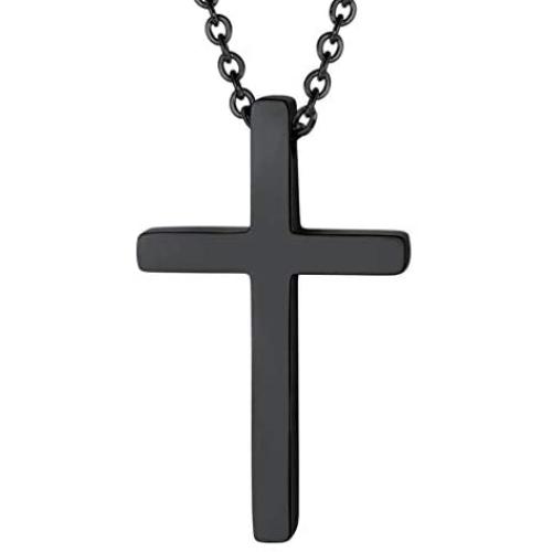 PROSTEEL Stainless Steel Cross Necklace for Men Women, Silver/Black/Gold Tone, Two Size, Hypoallergenic, Engrave Text Available, Come Gift Box