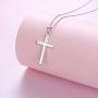 S925 Sterling Silver Cross Pendant Necklace for Women Men