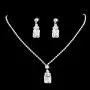Unicra Bride Silver Necklace Earrings Set Crystal Bridal Wedding Jewelry Set Rhinestone Choker Necklace for Women and Girls (Silver-1)