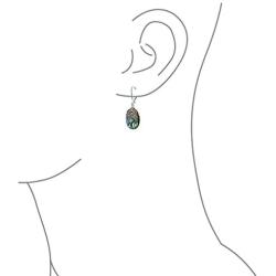 Oval Rainbow Abalone Shell Filigree Swirl Leverback Dangle Earrings For Women 925 Sterling Silver