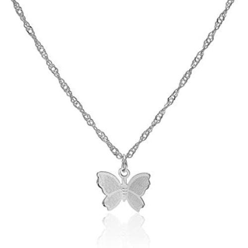 16888 Vintage Metallic Butterfly Pendant Necklace Choker Valentines Day Jewelry Gifts Pendant Chain Necklace