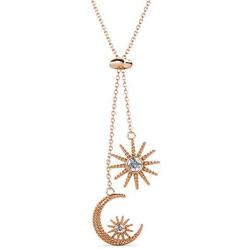 Swarovski Crystal 18K Gold Plated Moon and Stars Retro Pendant Necklaces 925 Sterling Silver Birthstone Pendant Necklaces for Women with 5A Cubic Zirconia Jewelry Happy Mothers Day Gift for Women