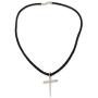 NOVICA Sterling Silver Mens Cross Pendant Necklace with 20'' Braided Leather Cord, Holy Sacrifice