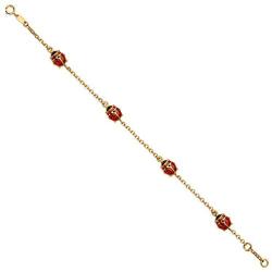 14k Yellow Gold Lady Bug Chain Bracelet - 6.5+0.5''