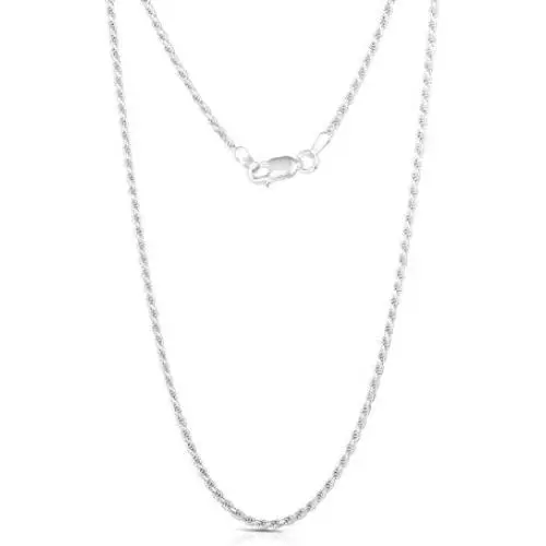 Authentic Solid Sterling Silver Rope Diamond-Cut Braided Twist Link .925 ITProLux Necklace Chains 1MM - 5MM, 16'' - 30'', Made in Italy, Men & Women Authentic Solid Sterling Silver Rope Diamond-Cut Braided Twist Link .925 ITProLux Necklace Chains 1MM - 5MM, 16'' - 30'', Made in Italy, Men & Women