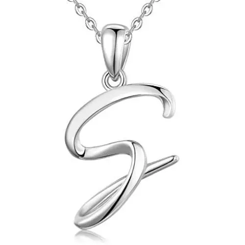 EUDORA Sterling Silver Necklace 26 Letters Alphabet Personalized Charm Pendant with 18inch O-Ring Chain EUDORA Sterling Silver Necklace 26 Letters Alphabet Personalized Charm Pendant with 18inch O-Ring Chain