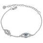 ONEFINITY Evil Eye Bracelet Sterling Sliver with Blue Cubic Zirconia Evil Eye Hasma Hand Fatima Jewelry Gifts for Women Her