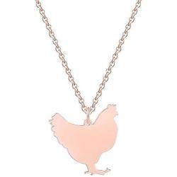 Eiffy Stainless Steel Zodiac Animal Chicken Pendant Necklace for Women Turkey Cock Rooster Choker Jewelry