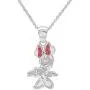 Disney Minnie Mouse Sterling Silver Pendant Necklace w/Red Polka Dot Bow Jewelry for Women Disney Minnie Mouse Sterling Silver Pendant Necklace w/Red Polka Dot Bow Jewelry for Women