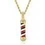 TENGLAI Hip Hop Barber Necklace for Men, Punk Iced Out Rotating Barbershop Brass Jewelry Silver Plated Pendant Necklace Come with 24” Rope/Box Chain