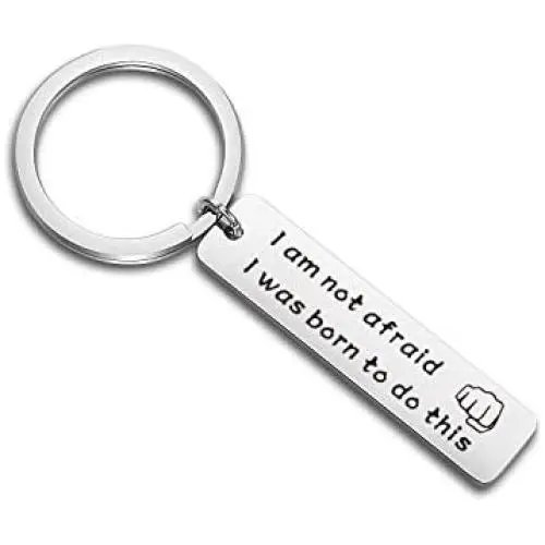 WUSUANED Encouragement Keychain I Am Not Afraid I was Born to Do This Inspirational Jewelry Gift