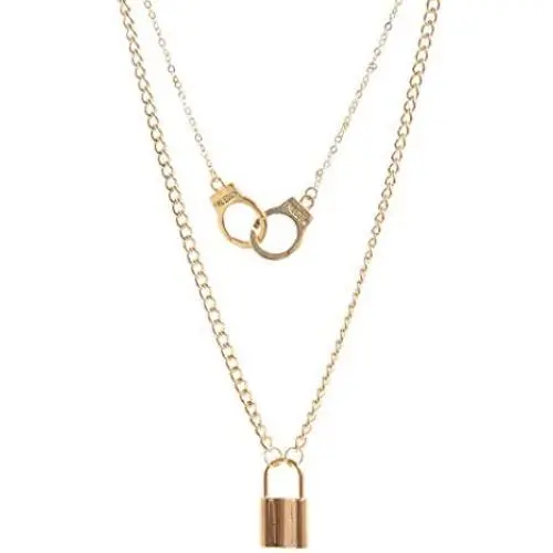 Ursumy Punk Layered Long Necklaces Gold Handcuffs Necklace Chain with Lock Pendant Necklace Jewelry for Women and Girls Ursumy Punk Layered Long Necklaces Gold Handcuffs Necklace Chain with Lock Pendant Necklace Jewelry for Women and Girls