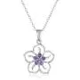 Sterling Silver Gemstone Flower Pendant Necklace
