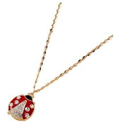 KOEDLN Cute Ladybug Pendant Necklace Beetle Insect Enamel Crystal Fashion Necklace for Women Girls