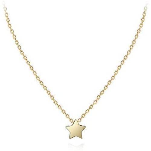 S.Leaf Tiny Star Necklace Sterling Silver Dainty Necklace Gold Necklaces for Women