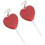 Cute Heart Lollipop Candy Color Simulation Food Dangle Earring for Women Girl Funny Jewelry-Red