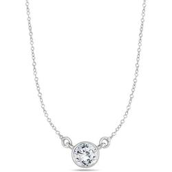 Stefano Navi 14K White Gold or 14k Yellow Gold Round Lab Grown Diamond Bezel Pendant Necklace (0.25 Carat - 0.40 cttw) F-G Color, VS1-VS2 Clarity (4.1-4.6 mm Diamond)