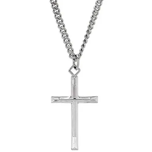 Finecraft Tube Cross Pendant in Sterling Silver, 24'' Finecraft Tube Cross Pendant in Sterling Silver, 24''