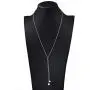 FLYOW Long Chain Dainty Necklace Simple Style 925 Sterling Silver Heart Pendant Adjustable Y Shaped Necklace Jewelry FLYOW Long Chain Dainty Necklace Simple Style 925 Sterling Silver Heart Pendant Adjustable Y Shaped Necklace Jewelry