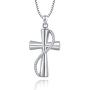 Freeco 925 Sterling Silver Cremation Memorial Jewelry Urn Necklace for Ashes for Women with Fill Kit(Cross Urn Necklace)