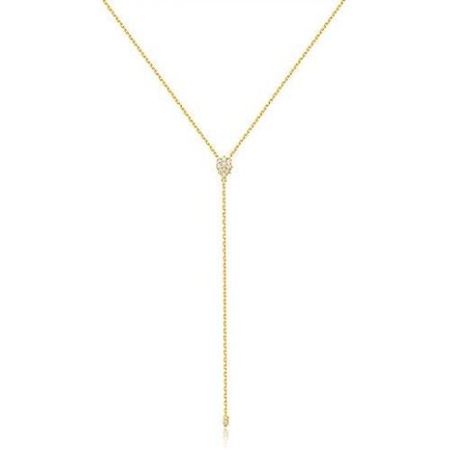 espere Dainty Sterling Silver Necklace Small Waterdrop Lariat Necklace Y-Shaped