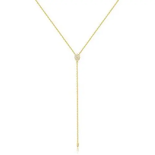 espere Dainty Sterling Silver Necklace Small Waterdrop Lariat Necklace Y-Shaped